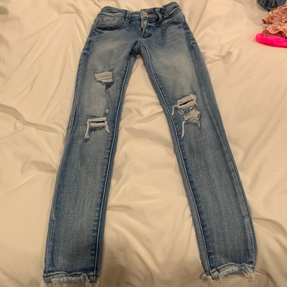 Girls high rise ankle skinny slim fit jeans Kancan size 10